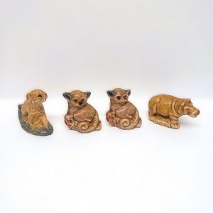 Vintage Wade Whimsies Red Rose Tea Figurines Lemur Hippo Puppy Dog Lot x4